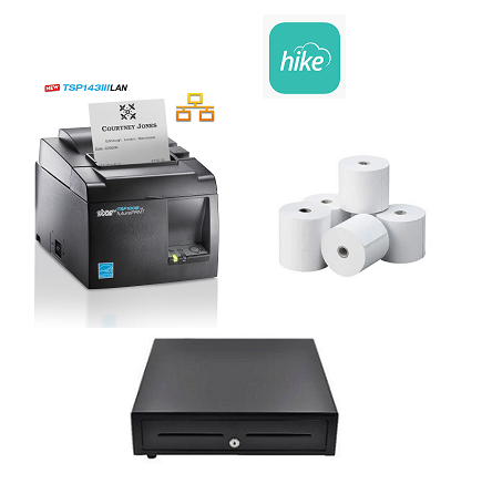 Hike Bundle- Star TSP143III Lan Receipt Printer, Cash Drawer & Paper Rolls