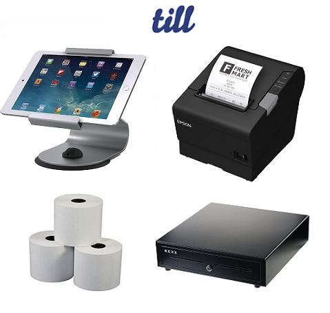 TillPOS Bundle- Epson TM-T88VI Intelligent Printer, Nexa Cash Drawer, Tablet Stand & Paper Rolls