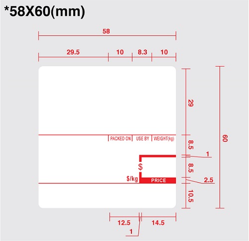 Cas LS-5860 Label Rolls 58 x 60mm (30 Rolls Per Box)-0